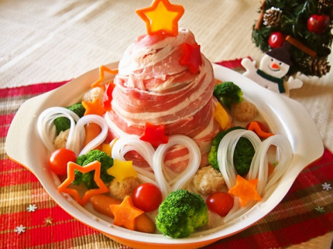 マロニーのクリスマスデコ肉鍋