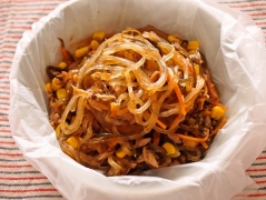 ポリ袋で作るツナの和風パスタ風マロニー