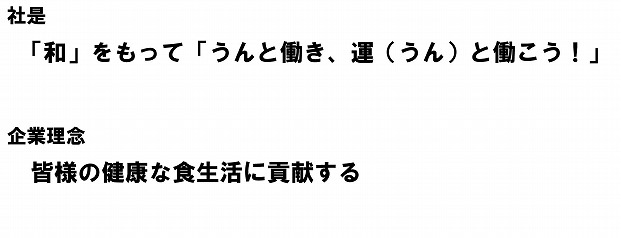 和をもってうんと働き　運とはたらこう！　代表取締役社長　難波克章